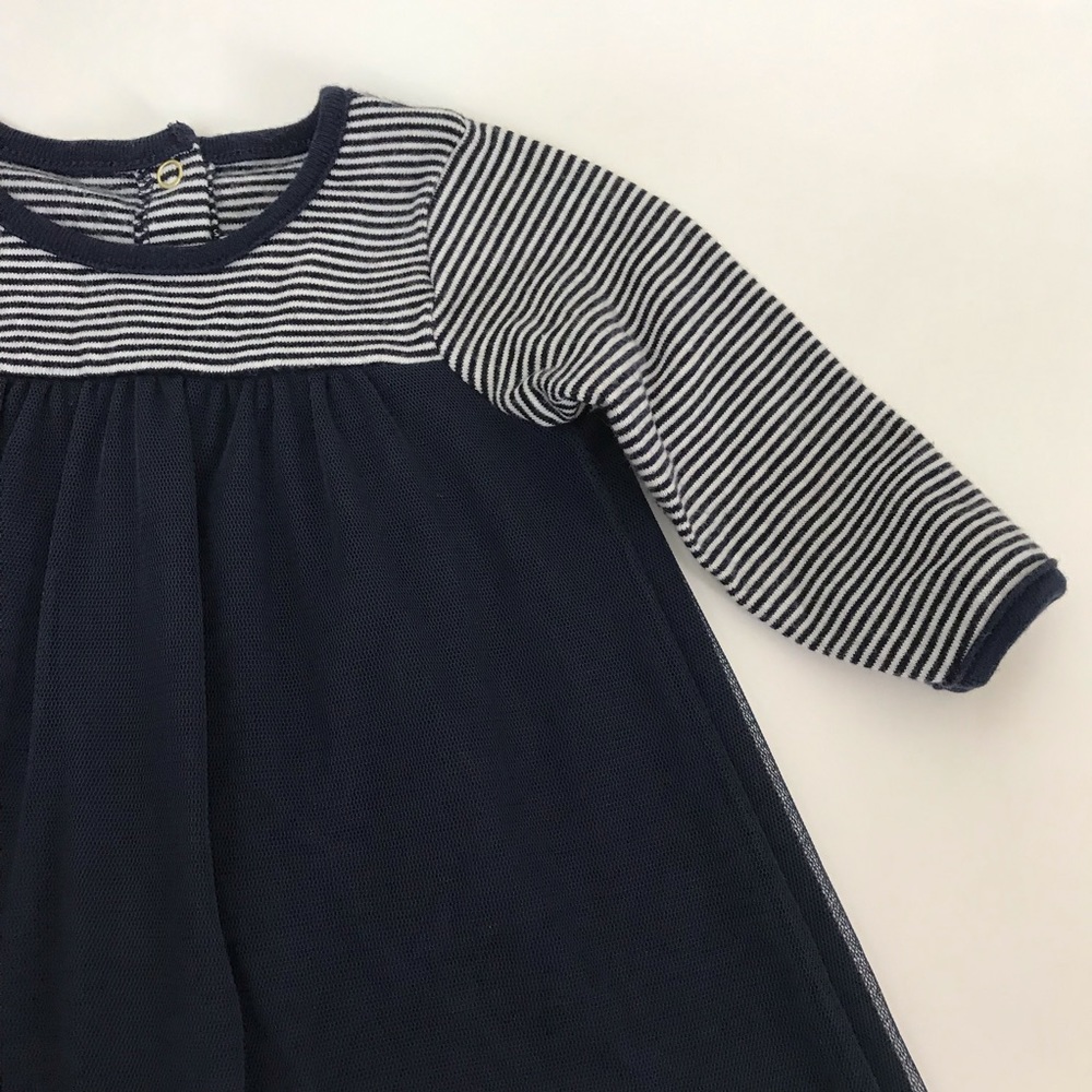 Petit Bateau Navy Tulle & Cotton Dress - Picture 2 of 4